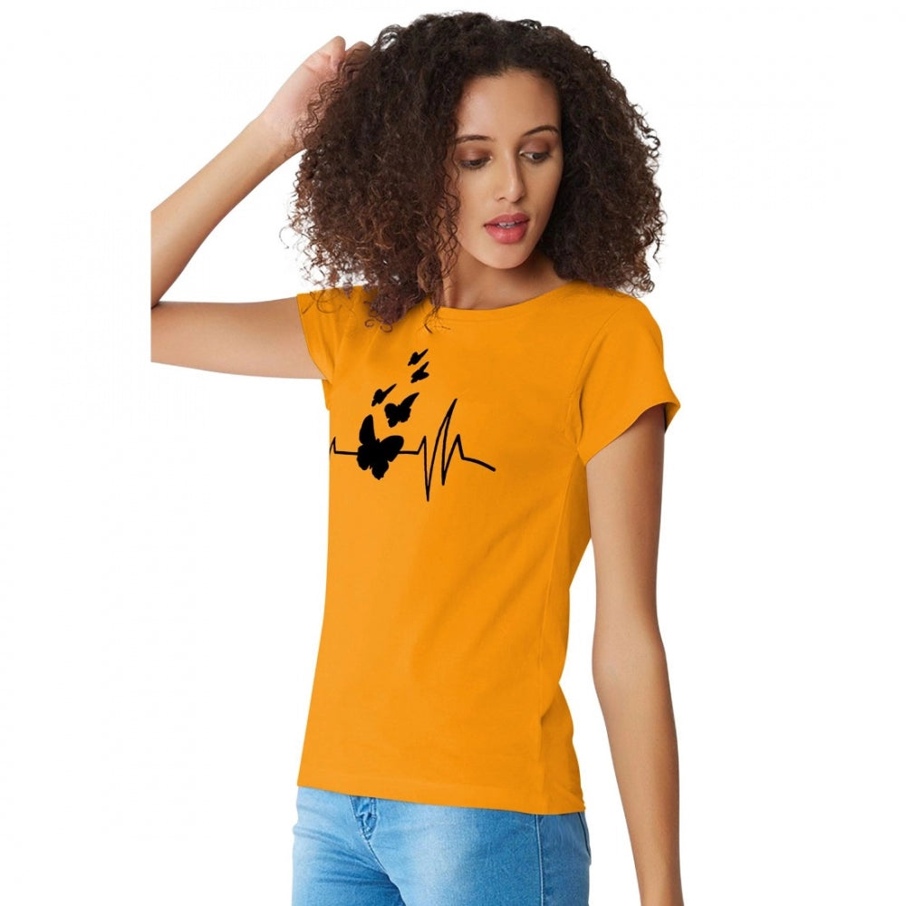 Indoraa Women's Cotton Western Wear T Shirt (Yellow)