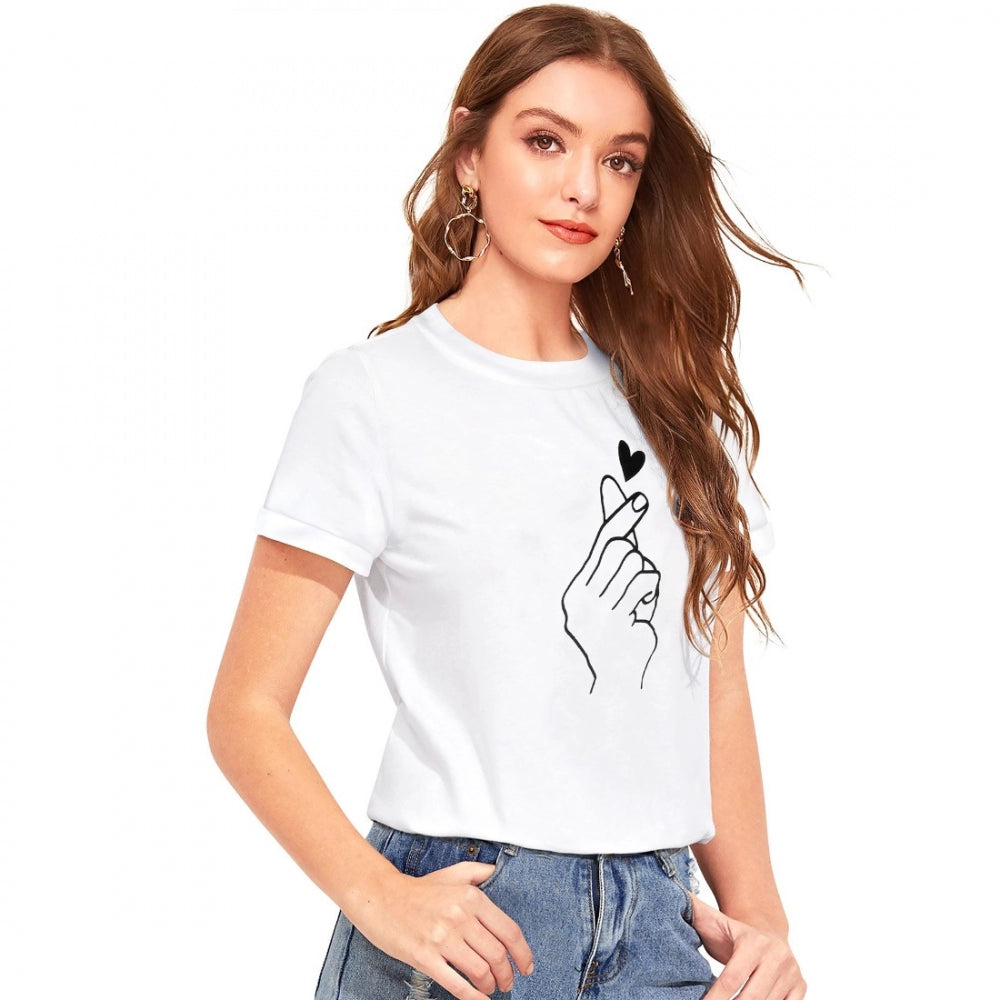 Indoraa Women's Cotton Western Wear T Shirt (White)
