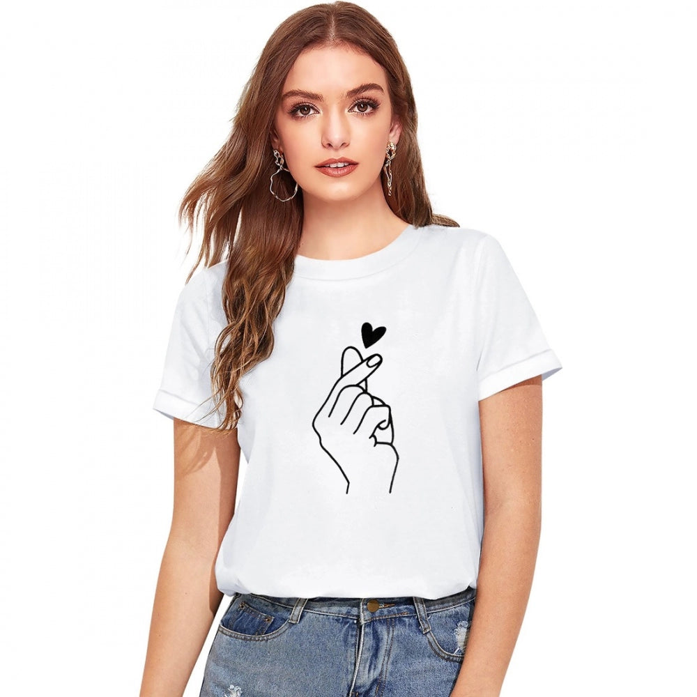 Indoraa Women's Cotton Western Wear T Shirt (White)