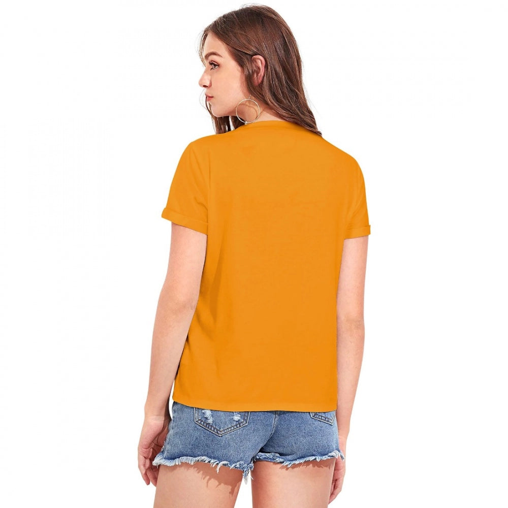 Indoraa Women's Cotton Western Wear T Shirt (Yellow)