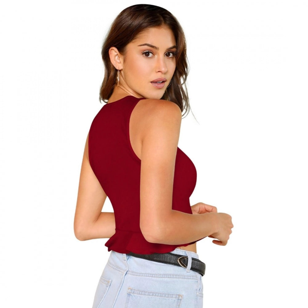 Indoraa Women's 95% Polyester 5% Spandex Western Wear Tops (Maroon)