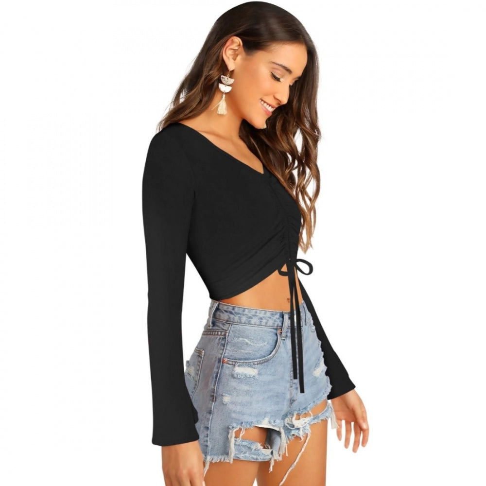 Indoraa Women's 95% Polyester 5% Spandex Western Wear Tops (Black)