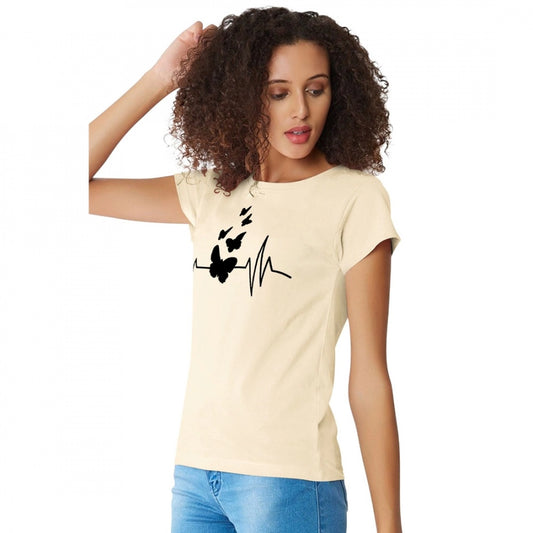 Indoraa Women's Cotton Western Wear T Shirt (Cream)