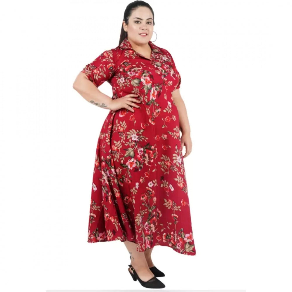 Indoraa Women's Fit And Flare Maroon Dress (Color:Maroon, Material:Polyester)