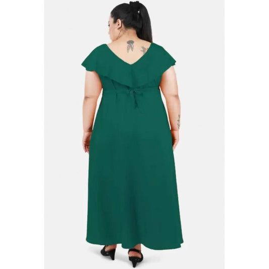Indoraa Women's Fit And Flare Green Dress (Color:Green, Material:Polyester)