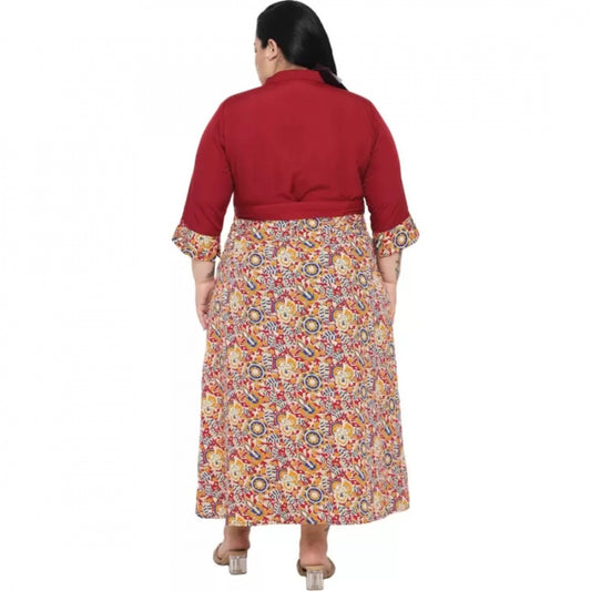 Indoraa Women's Fit And Flare Maroon Dress (Color:Maroon, Material:Polyester)