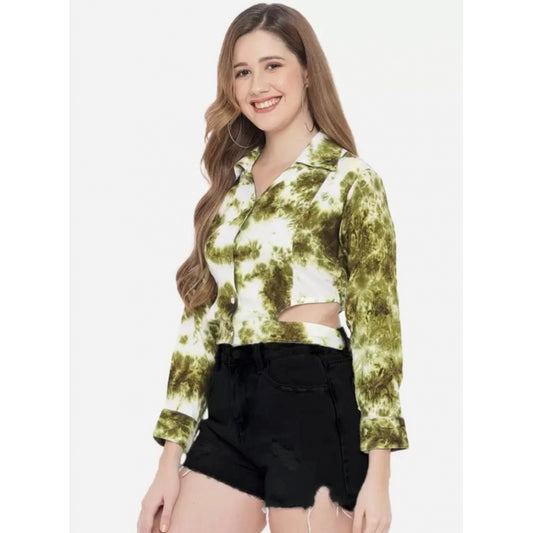 Indoraa Women's Casual Printed Green Top (Color:Green, Material:Rayon)