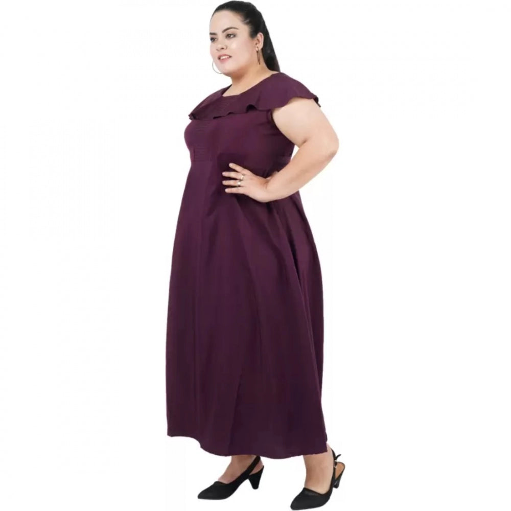 Indoraa Women's Fit And Flare Purple Dress (Color:Purple, Material:Polyester)