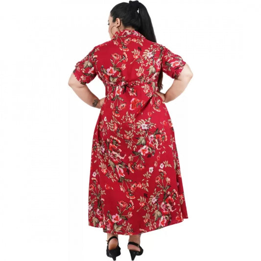 Indoraa Women's Fit And Flare Maroon Dress (Color:Maroon, Material:Polyester)