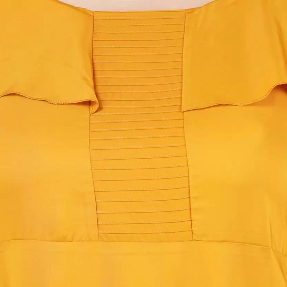 Indoraa Women's Fit And Flare Yellow Dress (Color:Yellow, Material:Polyester)