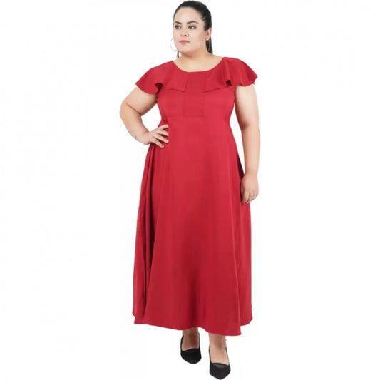 Indoraa Women's Fit And Flare Maroon Dress (Color:Maroon, Material:Polyester)