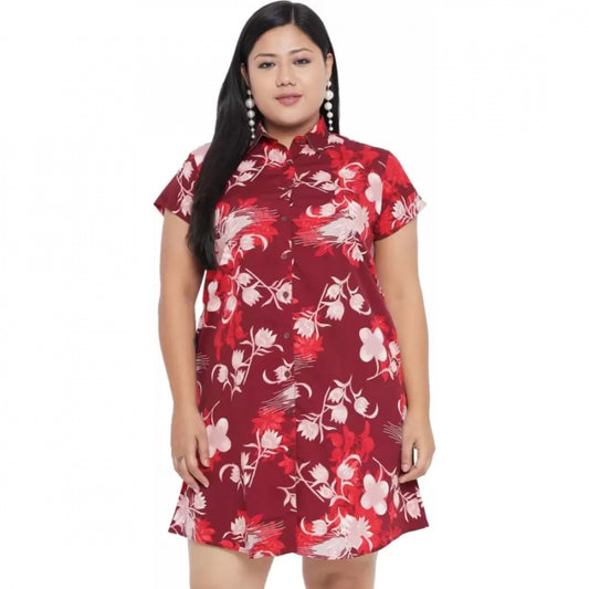 Indoraa Women's Shirt Maroon Dress (Color:Maroon, Material:Polyester)