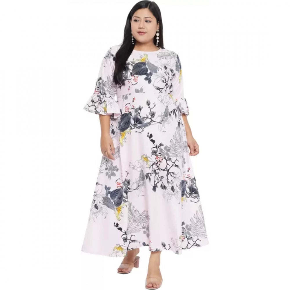 Indoraa Women's Fit And Flare White Dress (Color:White, Material:Polyester)