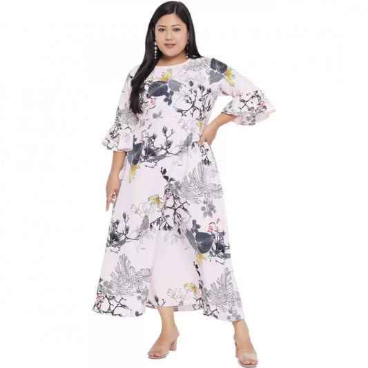 Indoraa Women's Fit And Flare White Dress (Color:White, Material:Polyester)