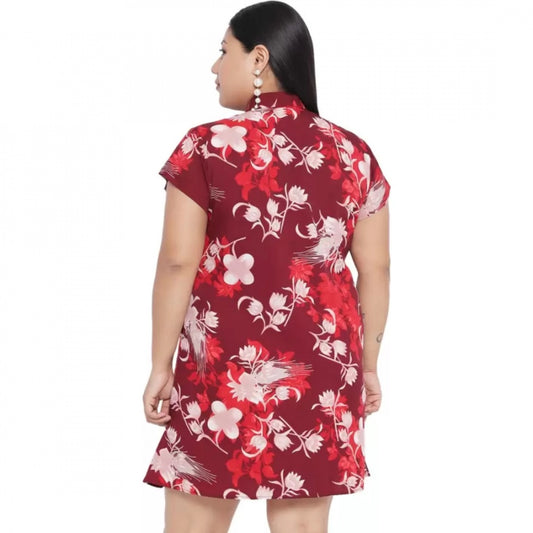 Indoraa Women's Shirt Maroon Dress (Color:Maroon, Material:Polyester)