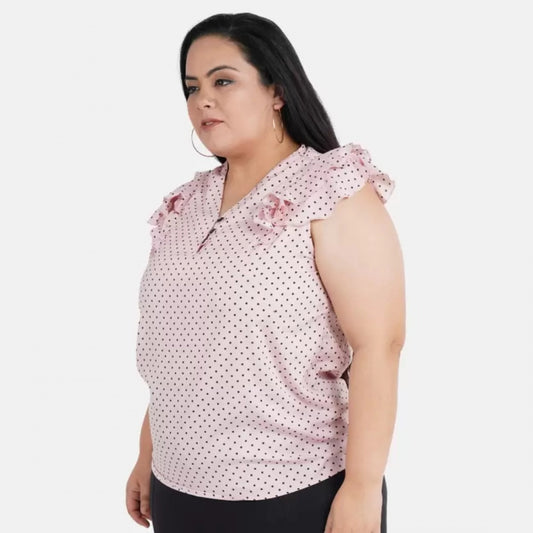 Indoraa Women's Casual Flared Sleeve Printed Pink Top (Color:Pink, Material:Crepe)