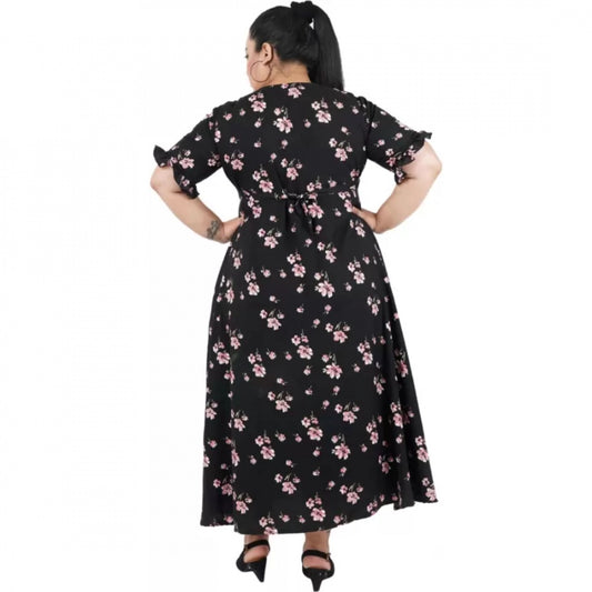 Indoraa Women's Maxi Black Dress (Color:Black, Material:Poly Crepe)