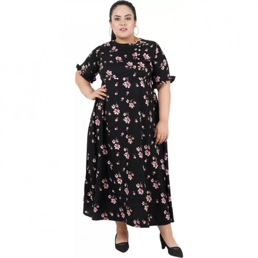 Indoraa Women's Maxi Black Dress (Color:Black, Material:Poly Crepe)