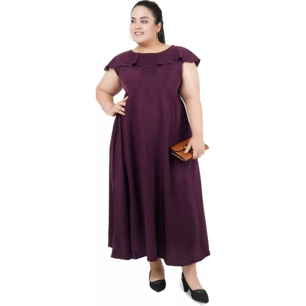 Indoraa Women's Fit And Flare Purple Dress (Color:Purple, Material:Polyester)