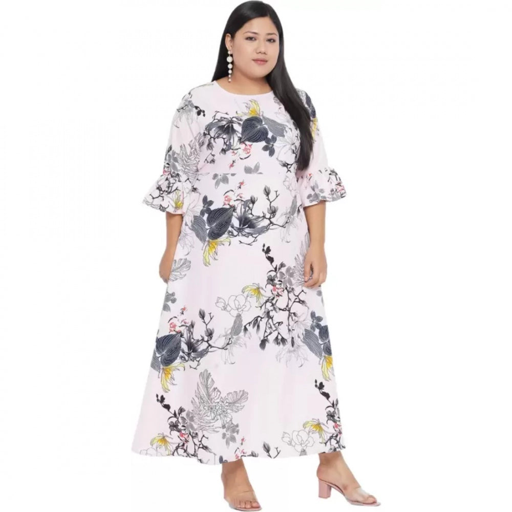 Indoraa Women's Fit And Flare White Dress (Color:White, Material:Polyester)