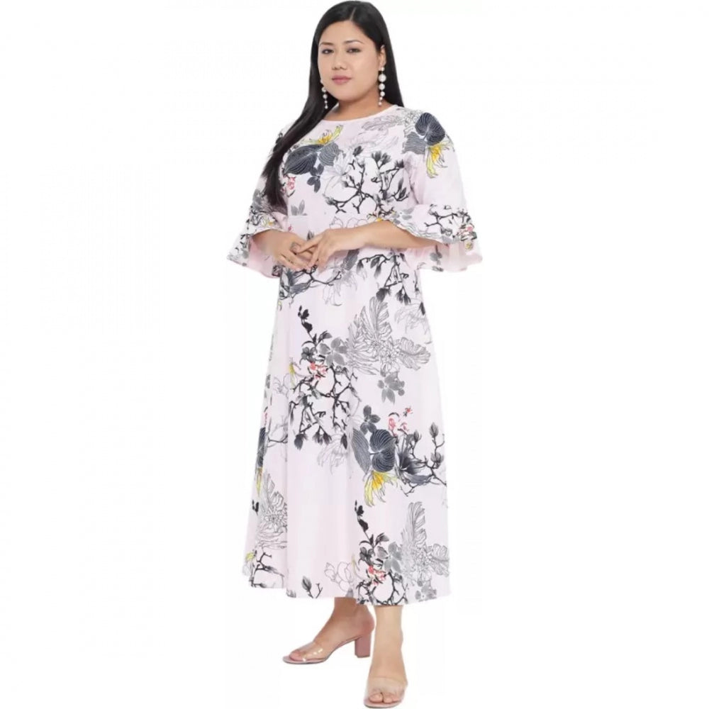 Indoraa Women's Fit And Flare White Dress (Color:White, Material:Polyester)