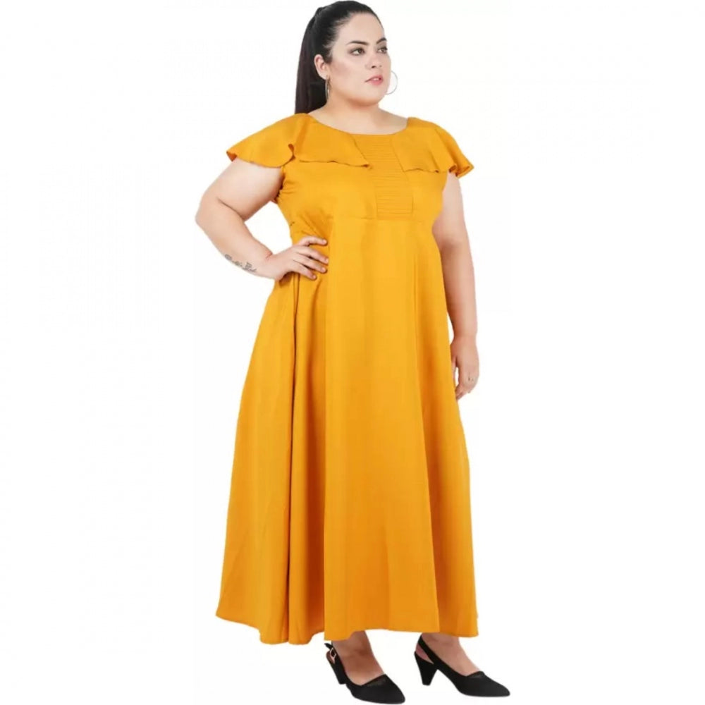 Indoraa Women's Fit And Flare Yellow Dress (Color:Yellow, Material:Polyester)