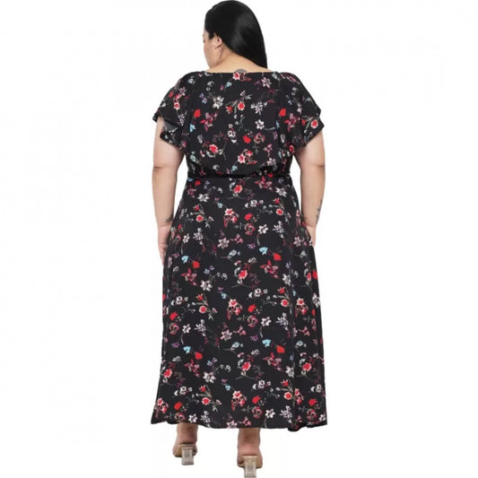 Indoraa Women's Fit And Flare Black Dress (Color:Black, Material:Polyester)