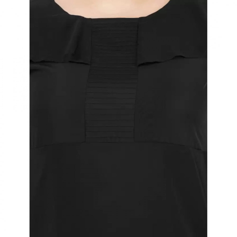 Indoraa Women's Fit And Flare Black Dress (Color:Black, Material:Polyester)