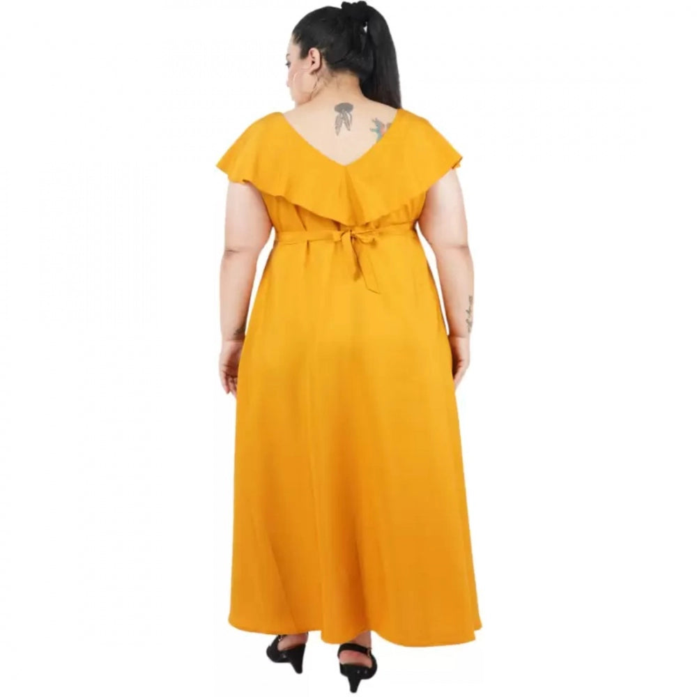 Indoraa Women's Fit And Flare Yellow Dress (Color:Yellow, Material:Polyester)