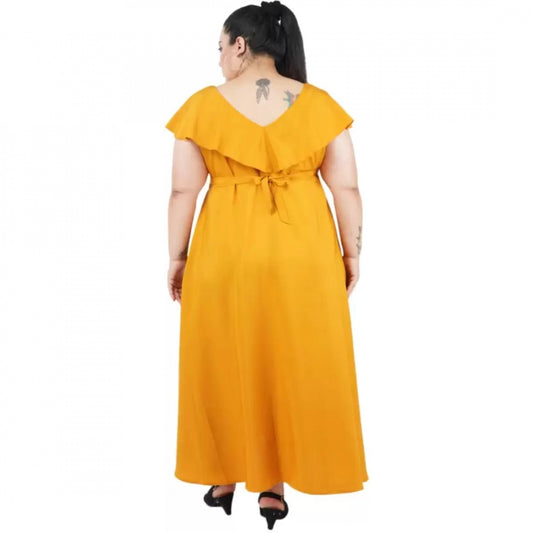 Indoraa Women's Fit And Flare Yellow Dress (Color:Yellow, Material:Polyester)