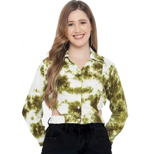 Indoraa Women's Casual Printed Green Top (Color:Green, Material:Rayon)
