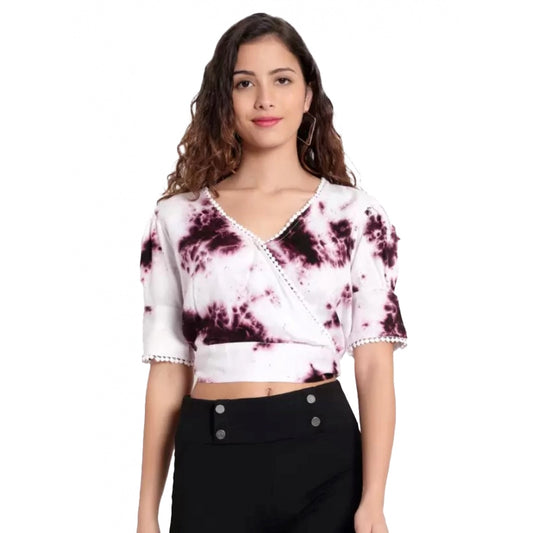 Indoraa Women's Casual Tie And Dye Purple Top (Color:Purple, Material:Rayon)