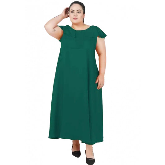 Indoraa Women's Fit And Flare Green Dress (Color:Green, Material:Polyester)