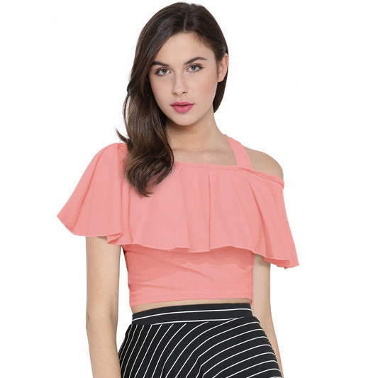 Indoraa Women's Western Wear Hosiery Crop Top (Peach)
