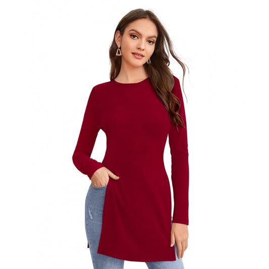 Indoraa Women's Western Wear Hosiery T Shirts (Maroon)