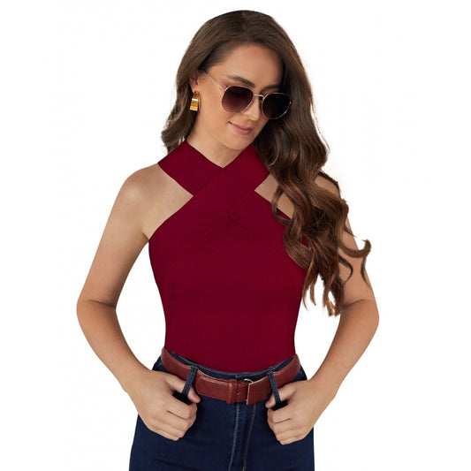 Indoraa Women's Western Wear Hosiery T Shirts (Maroon)
