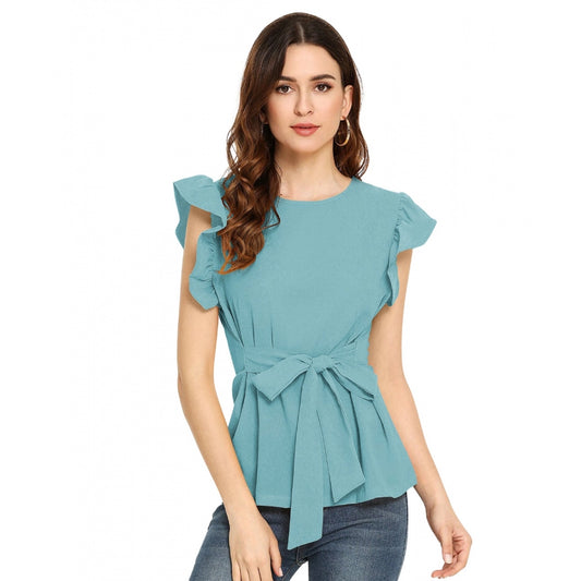 Indoraa Women's Western Wear Hosiery T Shirts (Light Blue)