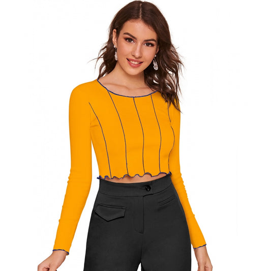 Indoraa Women's Western Wear Hosiery Crop Top (Yellow)