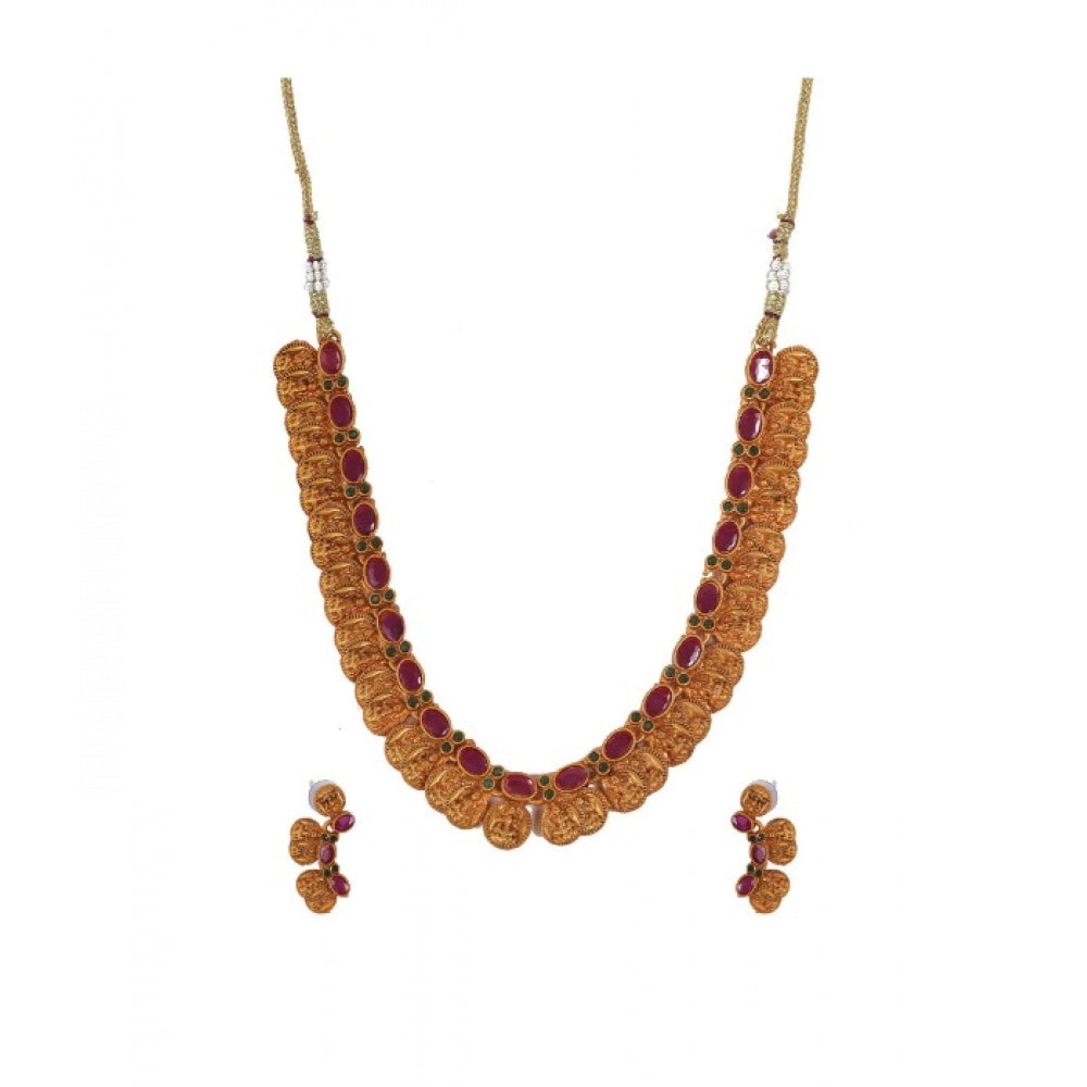 indoraa Women's Elegent Laxmi Coin Shape Jewellery Chowker Set (Red, Free Size)