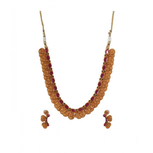 indoraa Women's Elegent Laxmi Coin Shape Jewellery Chowker Set (Red, Free Size)