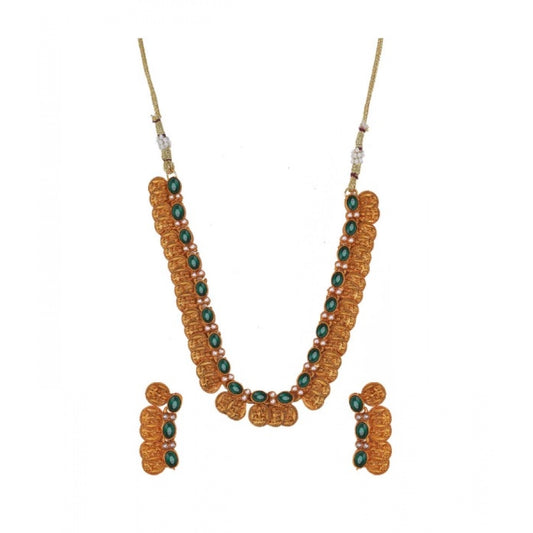 indoraa Women's Elegent Laxmi Coin Shape Jewellery Chowker Set (Green, Free Size)
