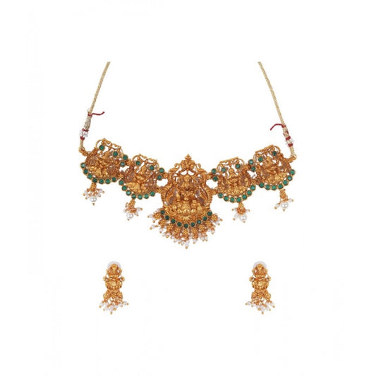 indoraa Women's Elegent Temple Jewellery Set (Green, Free Size)