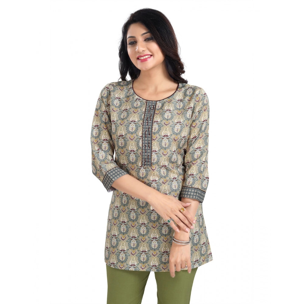 Indoraa Women's 3/4th Sleeve Viscose Blend Tunic Short Top (Multicolor)
