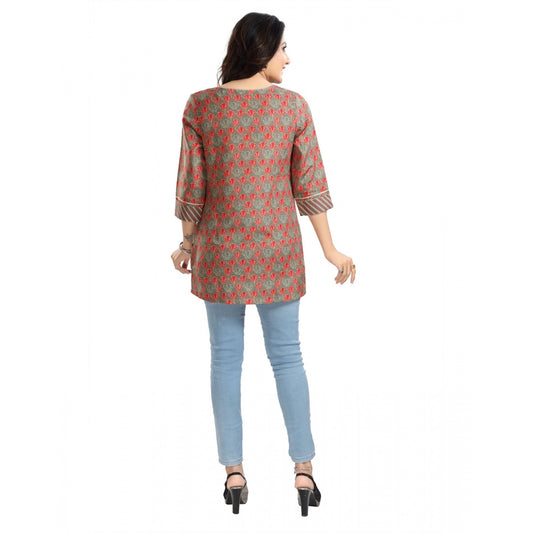 Indoraa Women's 3/4th Sleeve Viscose Blend Tunic Short Top (Multicolor)