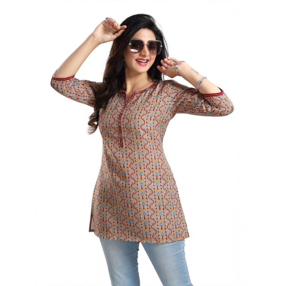 Indoraa Women's 3/4th Sleeve Viscose Blend Tunic Short Top (Multicolor)