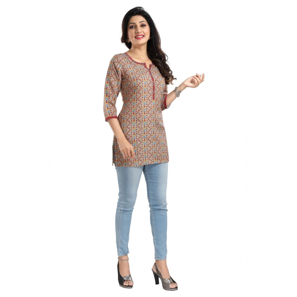 Indoraa Women's 3/4th Sleeve Viscose Blend Tunic Short Top (Multicolor)