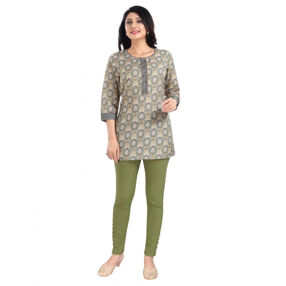 Indoraa Women's 3/4th Sleeve Viscose Blend Tunic Short Top (Multicolor)