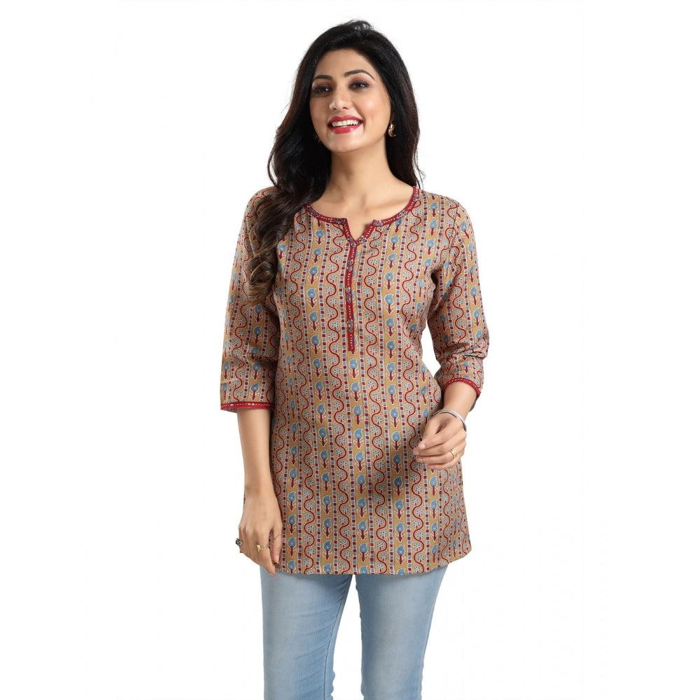 Indoraa Women's 3/4th Sleeve Viscose Blend Tunic Short Top (Multicolor)