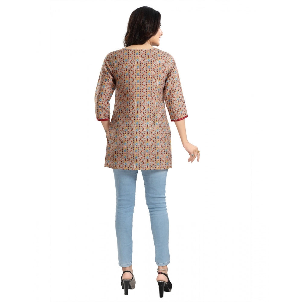 Indoraa Women's 3/4th Sleeve Viscose Blend Tunic Short Top (Multicolor)