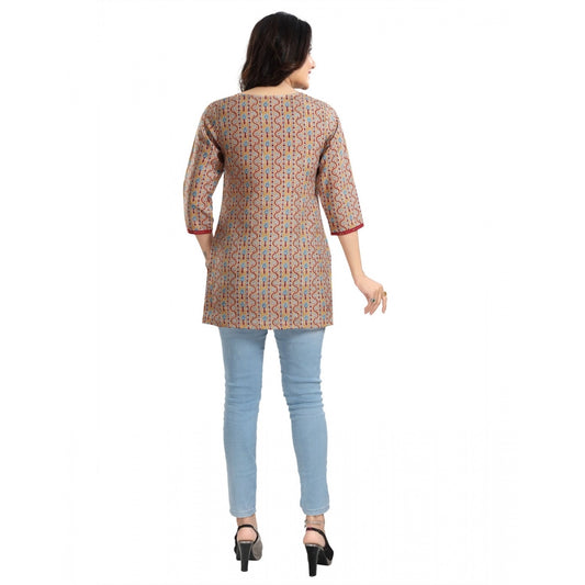 Indoraa Women's 3/4th Sleeve Viscose Blend Tunic Short Top (Multicolor)